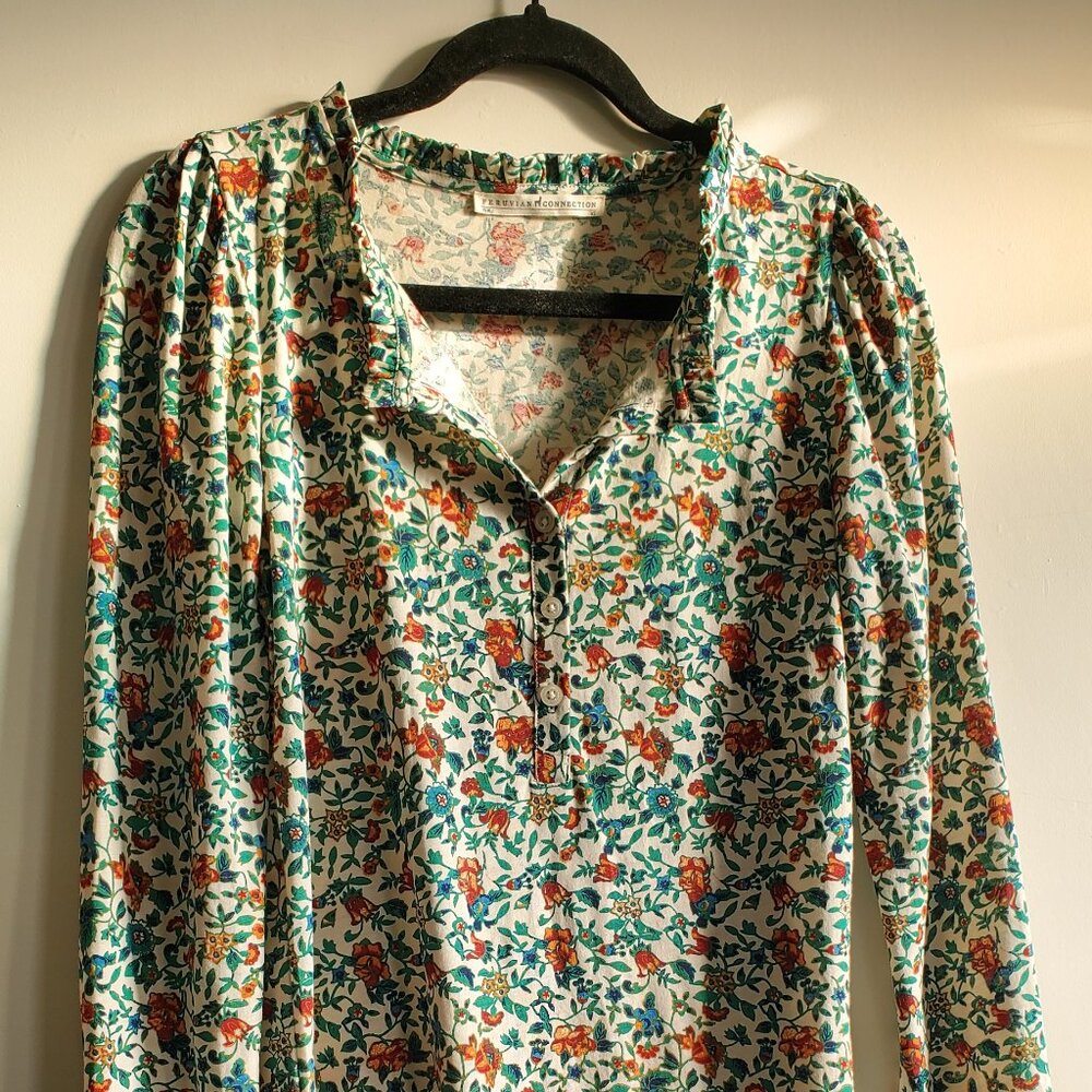 Peruvian Connection Pima cotton Prairie Flower Dress Boho size Xs - Picture 4 of 10